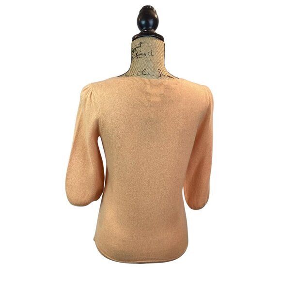 Neiman Marcus Cashmere Womens Medium Top Peach 3/4 Sleeve - Picture 4 of 10